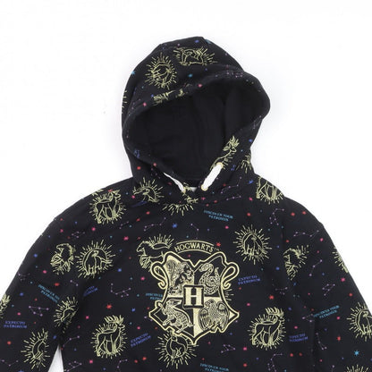 M&S Boys Black 10-11 Years Harry Potter Hogwarts Graphic Pullover Hoodie