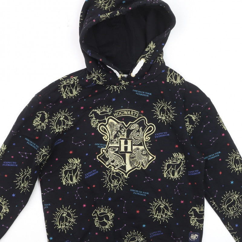 M&S Boys Black 10-11 Years Harry Potter Hogwarts Graphic Pullover Hoodie