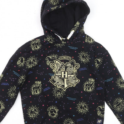 M&S Boys Black 10-11 Years Harry Potter Hogwarts Graphic Pullover Hoodie