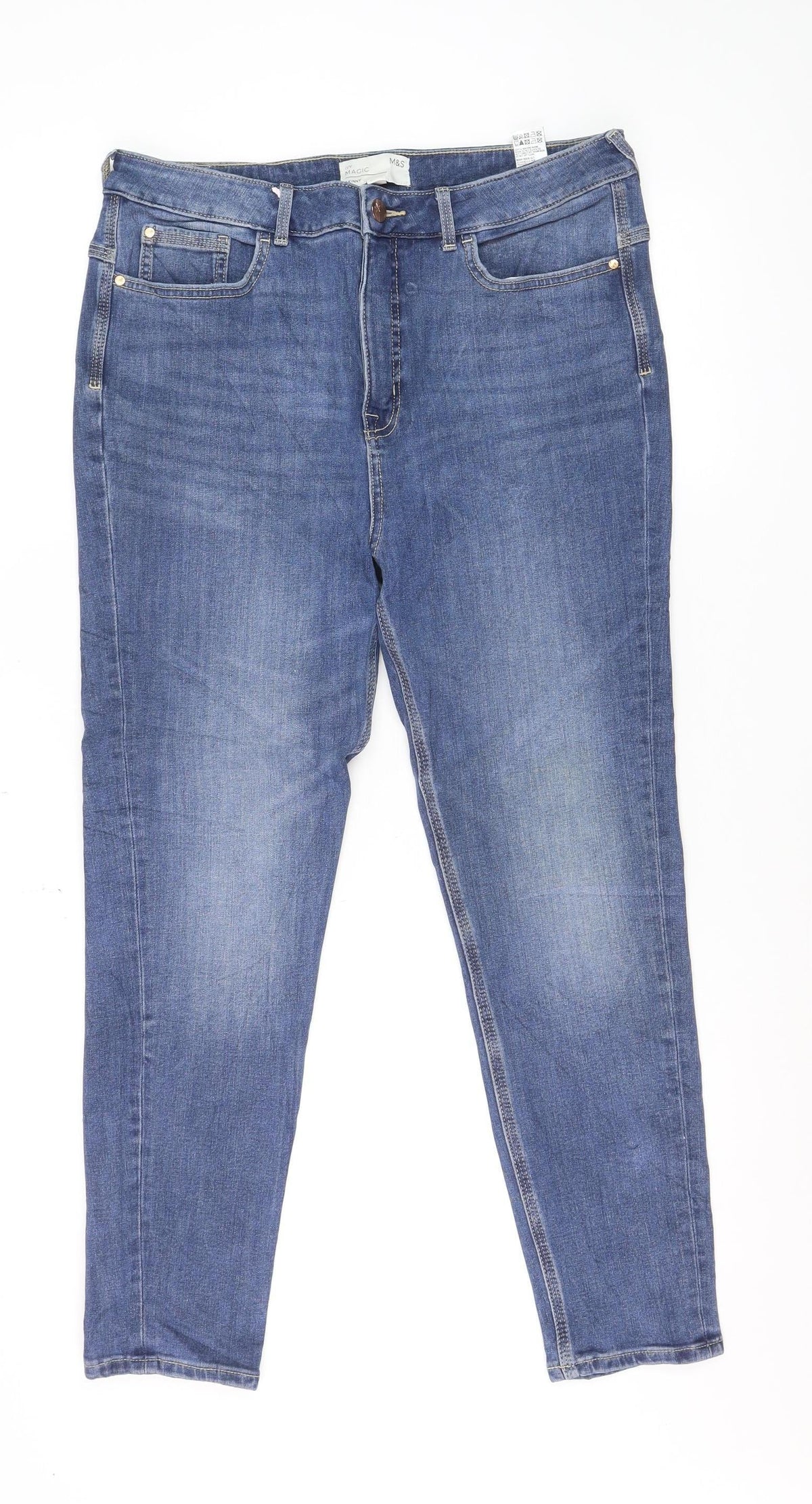 Marks and Spencer Women Blue Size 14 Short Ivy Magic Skinny Jeans