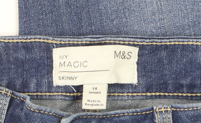Marks and Spencer Women Blue Size 14 Short Ivy Magic Skinny Jeans
