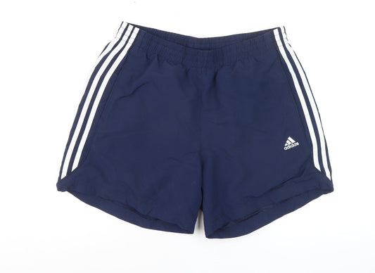 Back view of Adidas Men's Blue M Climlite 3 Stripe Running Swim Shorts Lined