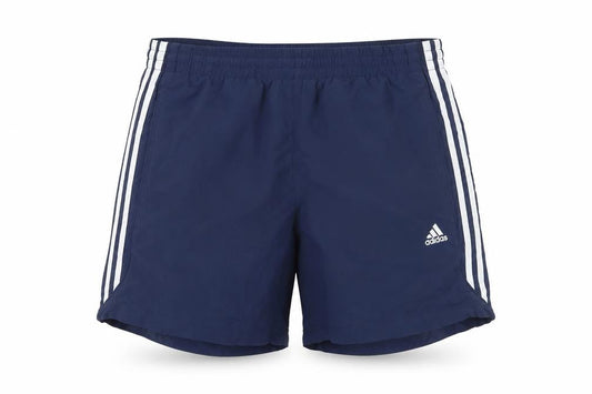 Front view of Adidas Men's Blue M Climlite 3 Stripe Running Swim Shorts Lined
