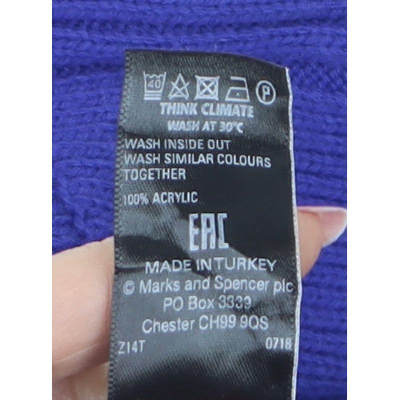 M&S Women Purple M Roll Neck Button Shoulder Knit Jumper
