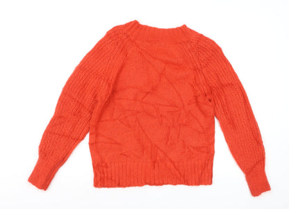Autograph Women’s Orange Mohair Blend V-Neck Chunky Knit Jumper UK 10