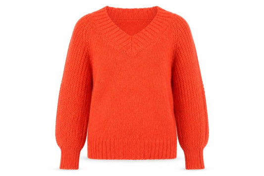 Autograph Women’s Orange Mohair Blend V-Neck Chunky Knit Jumper UK 10