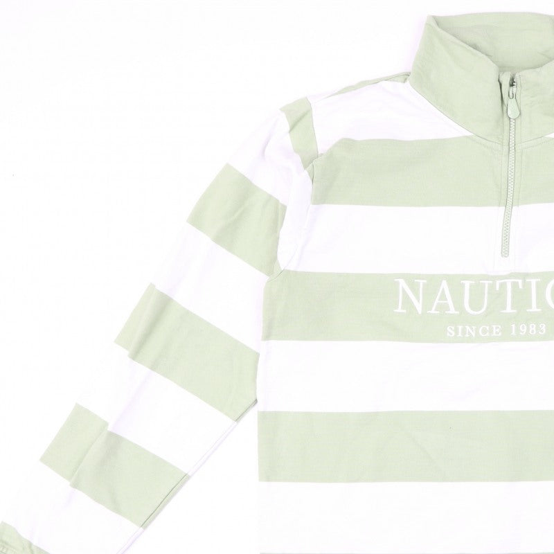 Nautica Men Multicoloured M 1/4 Zip Striped Logo Sweatshirt