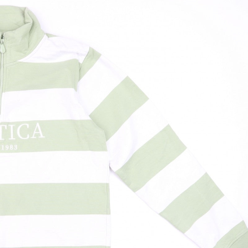 Nautica Men Multicoloured M 1/4 Zip Striped Logo Sweatshirt