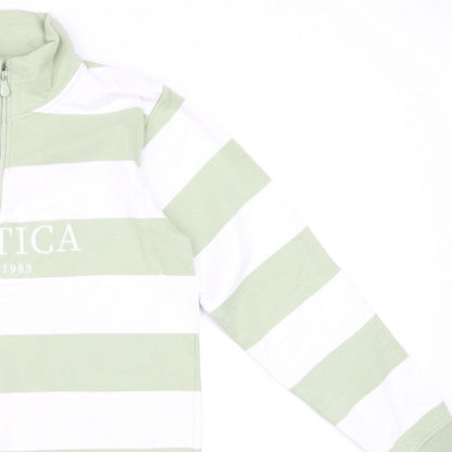 Nautica Men Multicoloured M 1/4 Zip Striped Logo Sweatshirt