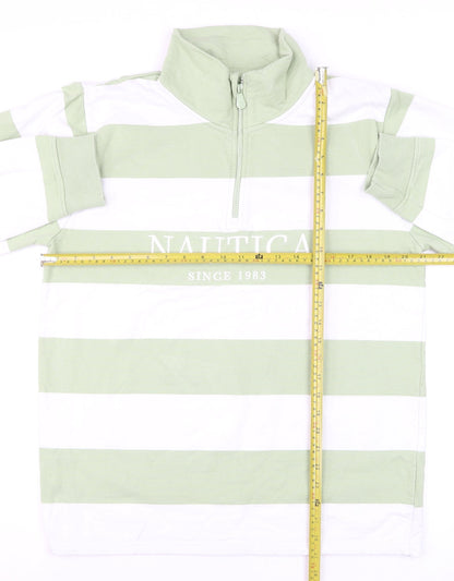 Nautica Men Multicoloured M 1/4 Zip Striped Logo Sweatshirt