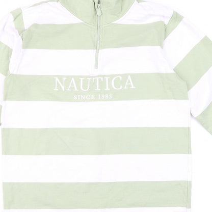 Nautica Men Multicoloured M 1/4 Zip Striped Logo Sweatshirt