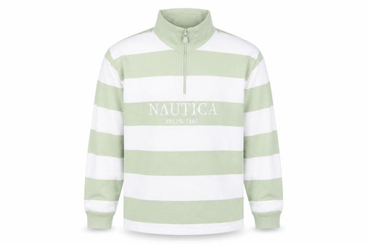 Nautica Men Multicoloured M 1/4 Zip Striped Logo Sweatshirt