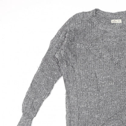 Hollister Men’s Grey XS/S V-Neck Chunky Knit Pullover Jumper