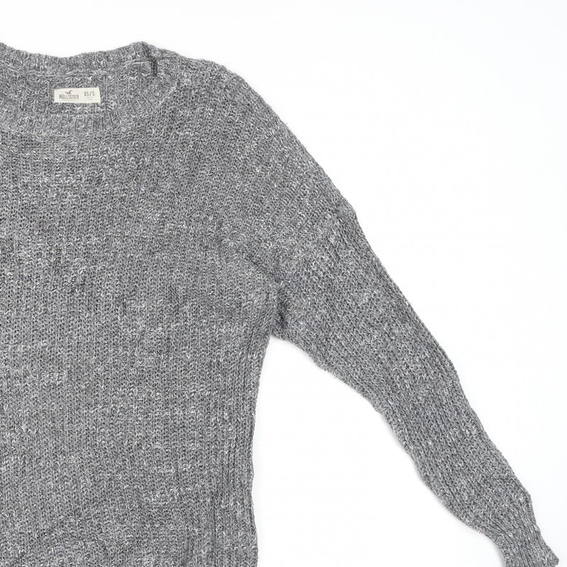 Hollister Men’s Grey XS/S V-Neck Chunky Knit Pullover Jumper