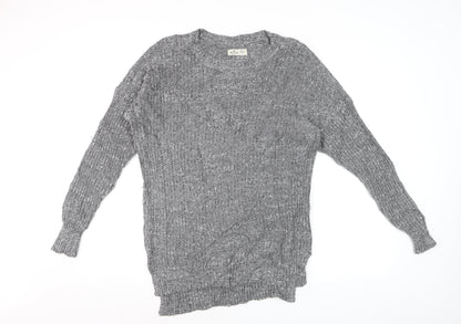 Hollister Men’s Grey XS/S V-Neck Chunky Knit Pullover Jumper