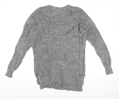 Hollister Men’s Grey XS/S V-Neck Chunky Knit Pullover Jumper