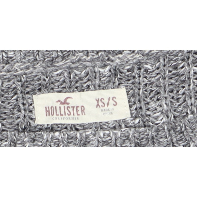 Hollister Men’s Grey XS/S V-Neck Chunky Knit Pullover Jumper