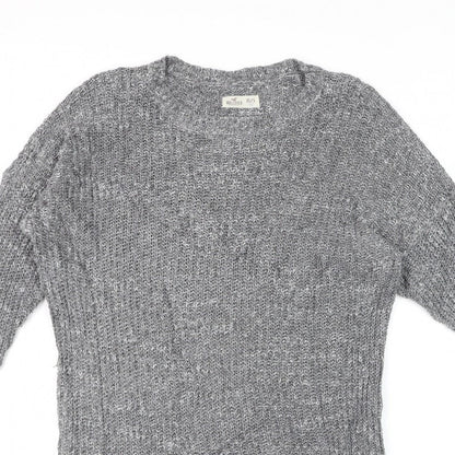 Hollister Men’s Grey XS/S V-Neck Chunky Knit Pullover Jumper