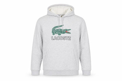 Lacoste Men’s Grey L Pullover Hoodie Crocodile Logo Graphic