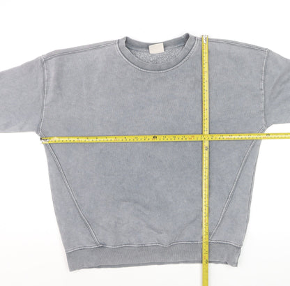 Pull&Bear Men's Grey S Washed Crew Neck Pullover Sweatshirt