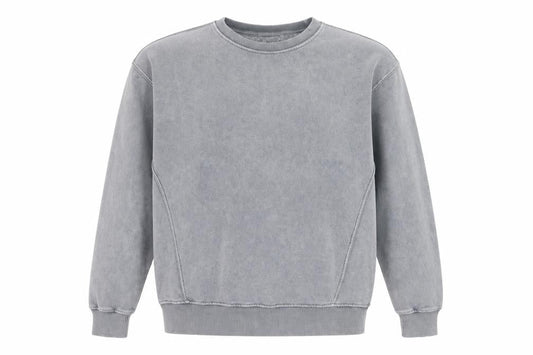 Pull&Bear Men's Grey S Washed Crew Neck Pullover Sweatshirt