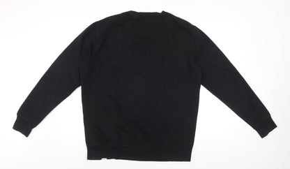 Pull&Bear Men’s Black L Logo Graphic Crew Neck Pullover Sweatshirt