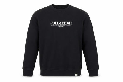 Pull&Bear Men’s Black L Logo Graphic Crew Neck Pullover Sweatshirt