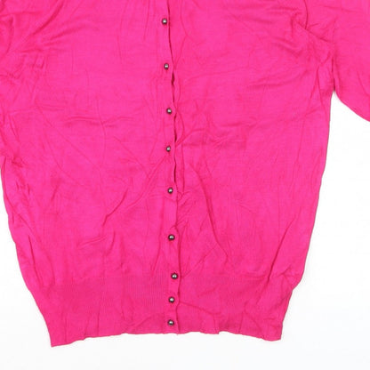 M&S Collection Women’s Pink Button Cardigan UK 10 Lightweight Knit