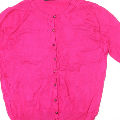 M&S Collection Women’s Pink Button Cardigan UK 10 Lightweight Knit