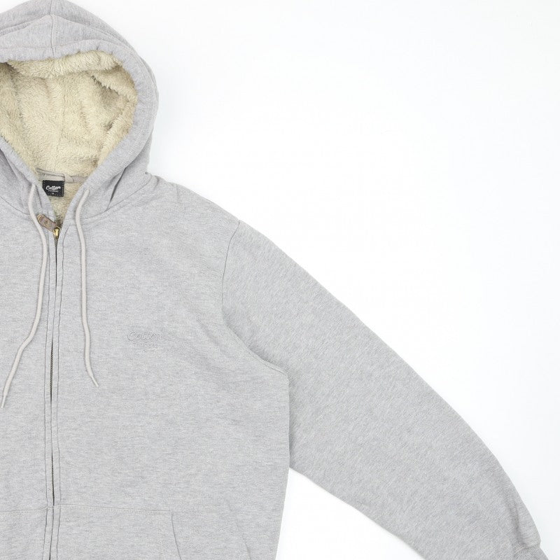 Cotton Traders Men’s Grey M Full Zip Hooded Sherpa Lined Hoodie