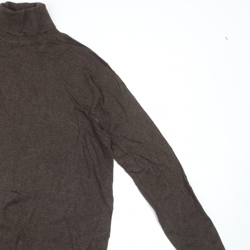 Scotch & Soda Men Brown M Roll Neck Cotton Cashmere Knit Pullover Jumper