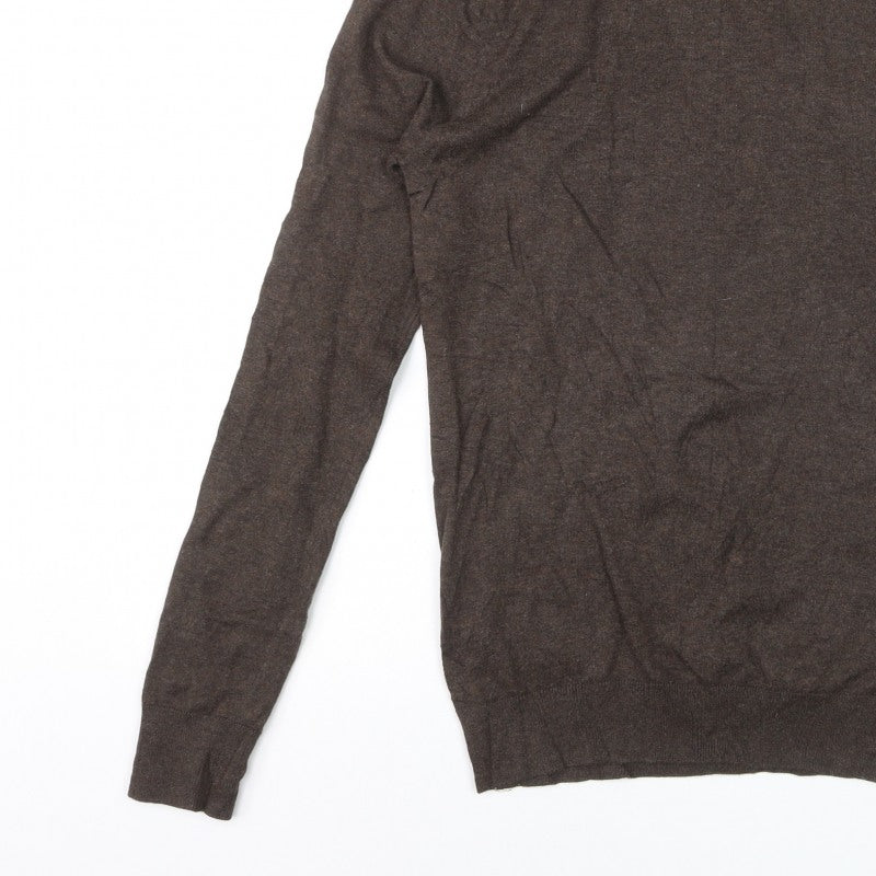 Scotch & Soda Men Brown M Roll Neck Cotton Cashmere Knit Pullover Jumper