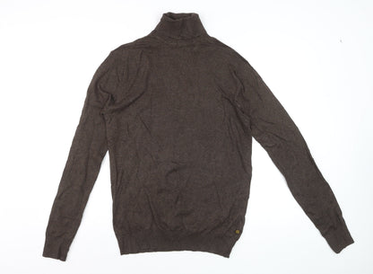 Scotch & Soda Men Brown M Roll Neck Cotton Cashmere Knit Pullover Jumper