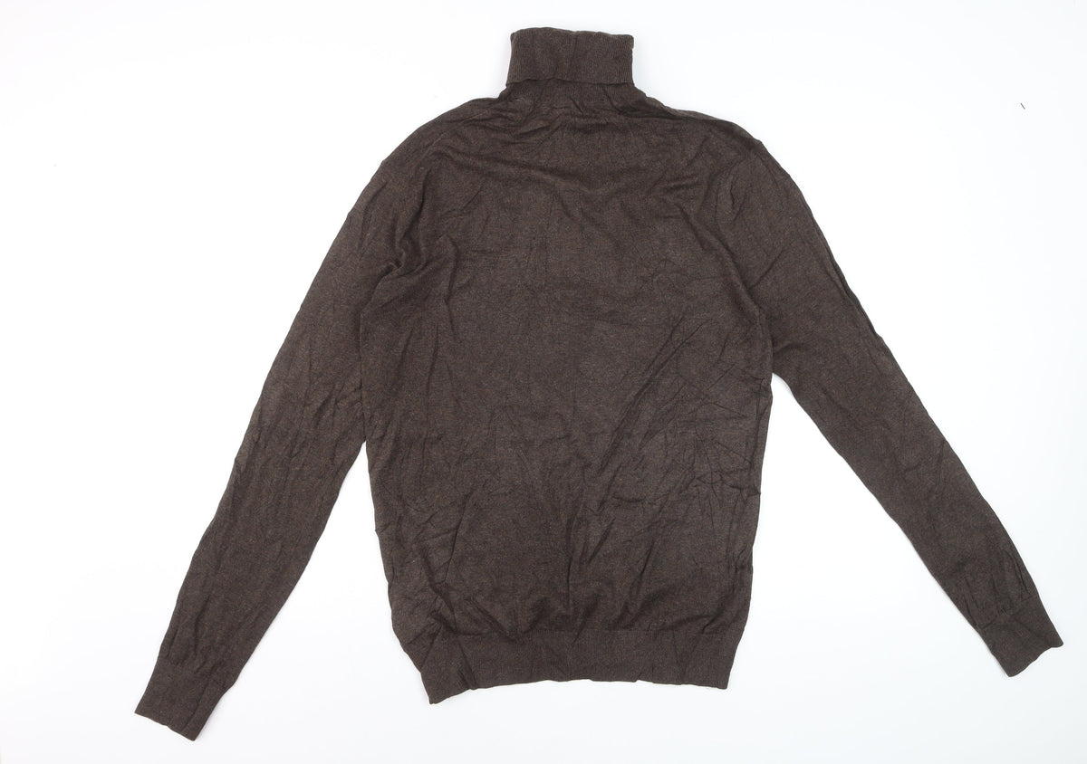 Scotch & Soda Men Brown M Roll Neck Cotton Cashmere Knit Pullover Jumper