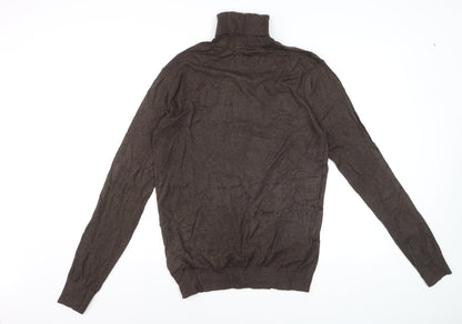 Scotch & Soda Men Brown M Roll Neck Cotton Cashmere Knit Pullover Jumper