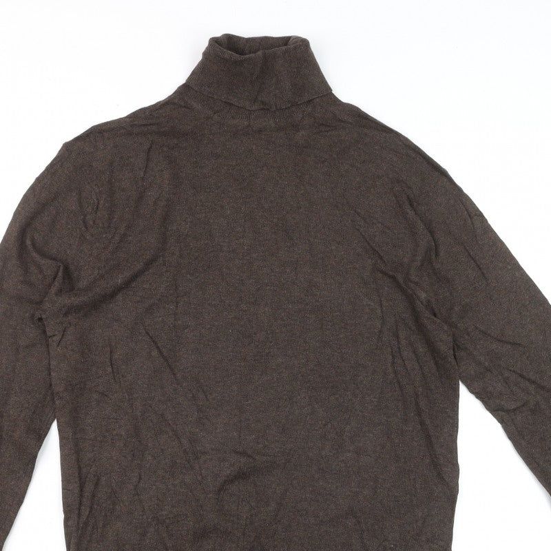 Scotch & Soda Men Brown M Roll Neck Cotton Cashmere Knit Pullover Jumper
