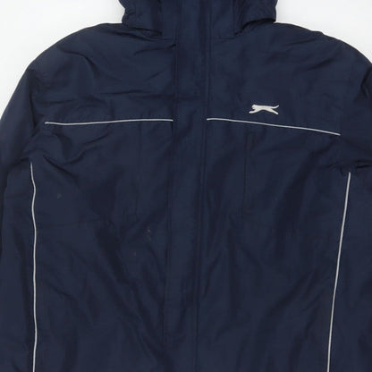 Slazenger Men’s Blue XL Hooded Reflective Full Zip Windbreaker Jacket
