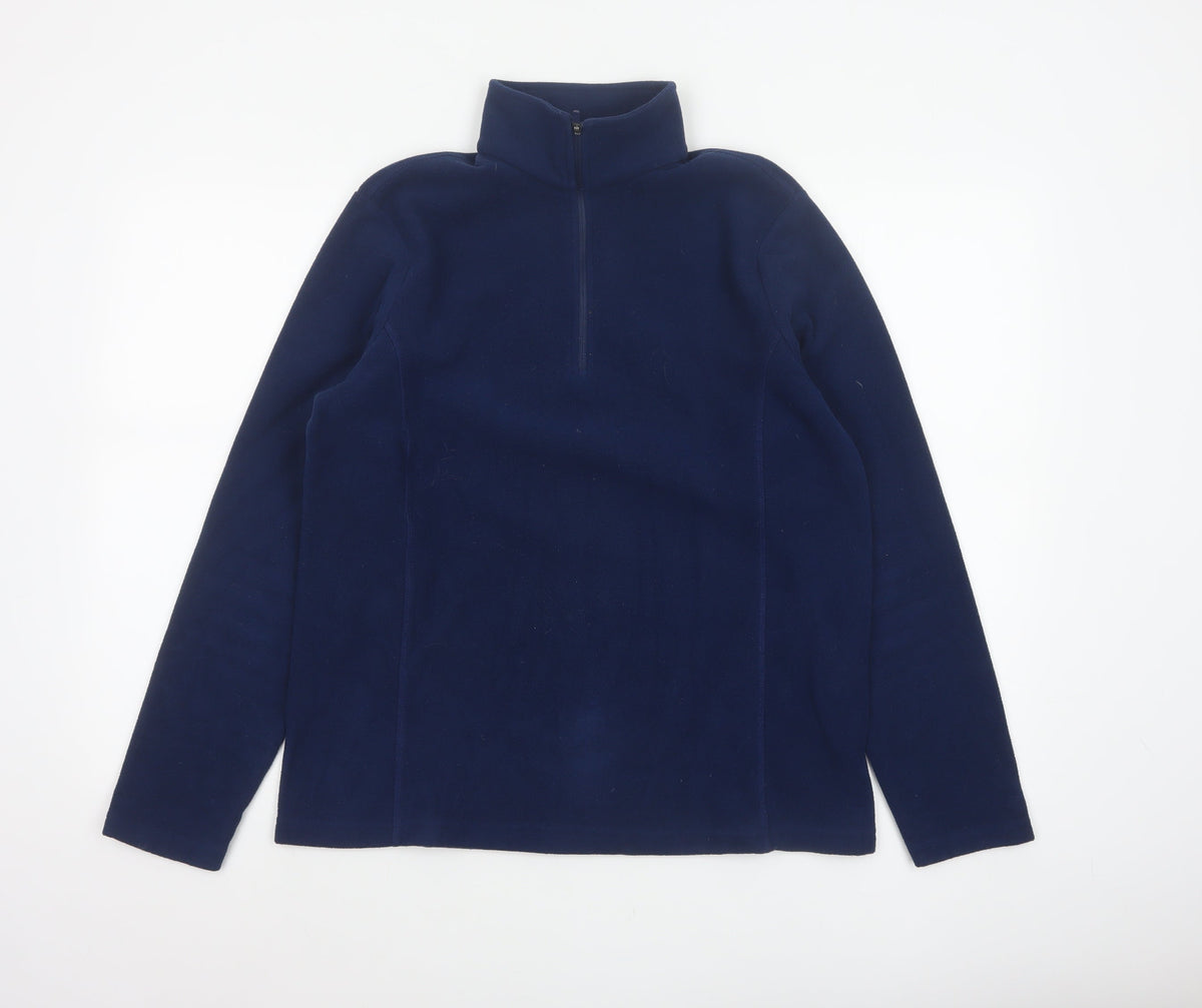 Lands' End Men's Blue M 1/4 Zip Fleece High Neck Sweatshirt