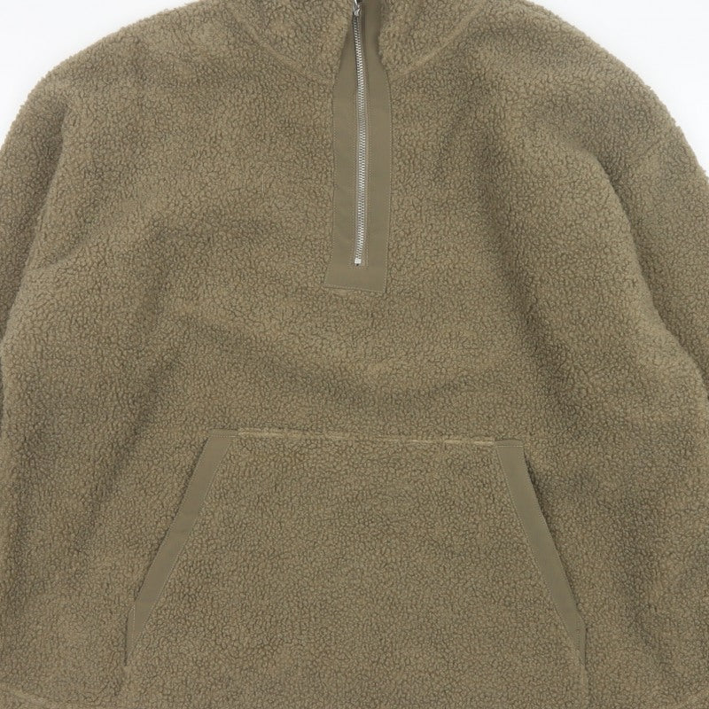 George Men’s Green L Sherpa Fleece 1/4 Zip Pullover Sweatshirt