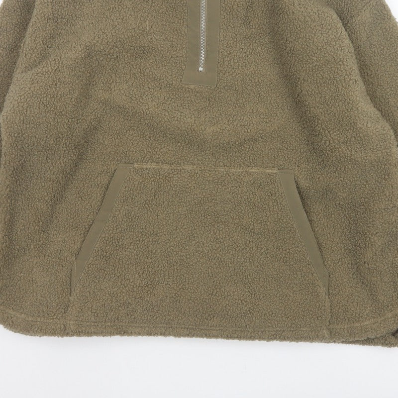 George Men’s Green L Sherpa Fleece 1/4 Zip Pullover Sweatshirt