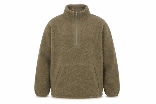 George Men’s Green L Sherpa Fleece 1/4 Zip Pullover Sweatshirt