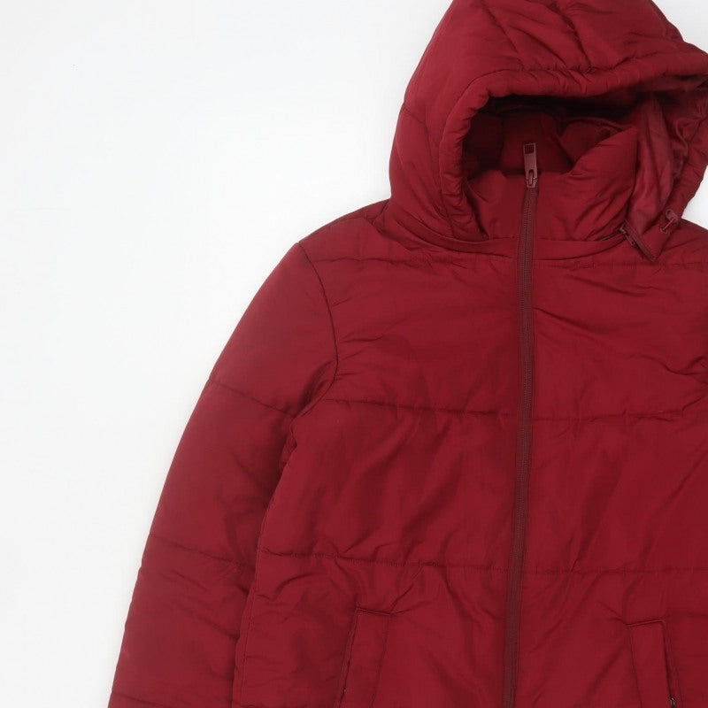 M&S Women’s Red UK 10 Hooded Shower Resistant Puffer Jacket