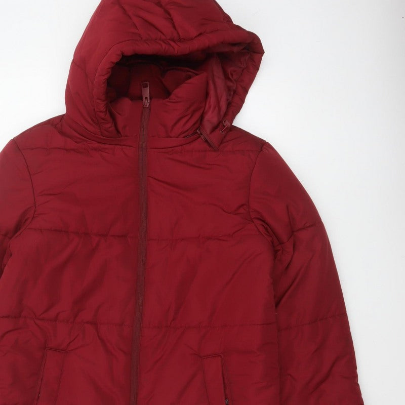 M&S Women’s Red UK 10 Hooded Shower Resistant Puffer Jacket