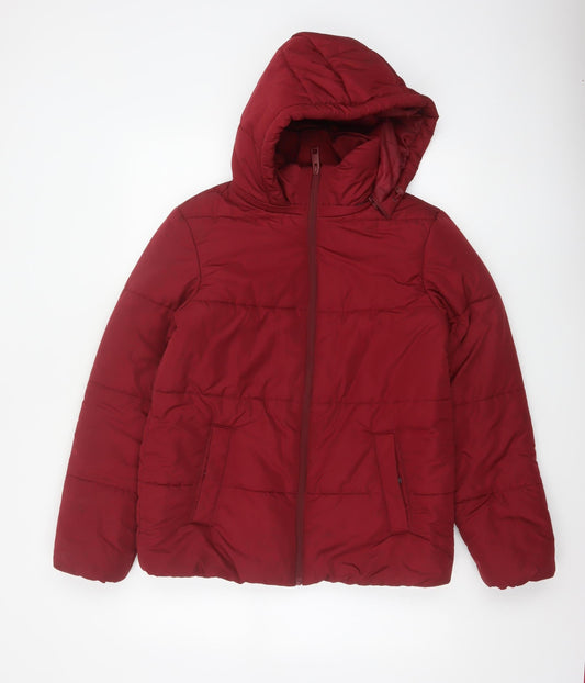 M&S Women’s Red UK 10 Hooded Shower Resistant Puffer Jacket