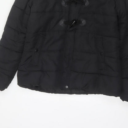 QED LDN Women’s Black UK 8 Hooded Fur Trim Puffer Jacket