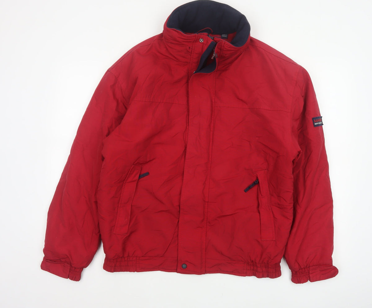 Maine New England Men’s Red Small Nylon Insulated Zip Jacket