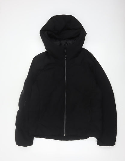 Uniqlo Women Black S Hooded Down Puffer Jacket Windproof