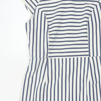 Oasis Women’s Blue White Striped UK 10 Pencil Knee Length Dress