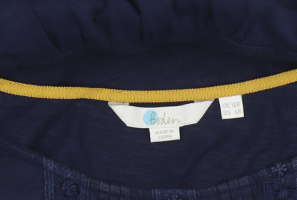 Boden Women’s Navy Blue UK 10 Cotton Sheath Knee Dress Embroidered