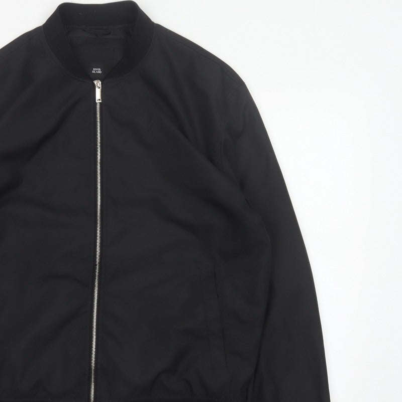 River Island Men’s Black XL Bomber Jacket Full Zip Lined